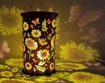 Solar Lantern Outdoor Garden Lights, Sunflower Butterfly Cut-Out Metal Decorative Lamp, Waterproof Hanging Table Light Patio Yard Pathway