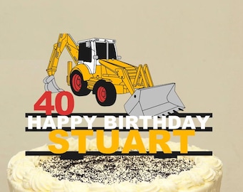 Digger Excavator Cake Topper – Personalised – Any Colour – Custom 3D Printed Gift