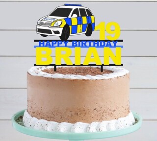 Topper Torta Polizia 7 Pezzi - Decorazione Compleanno Agente - Baby Shower E Feste A Tema