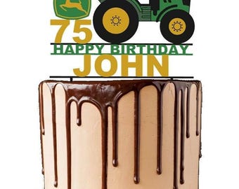 J.D Tractor/Farmer ANY COLOUR Personalised Custom PLASTIC Cake Topper