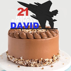 Adorno para tarta personalizable con el avión de combate F15 de la USAF: elige cualquier color
