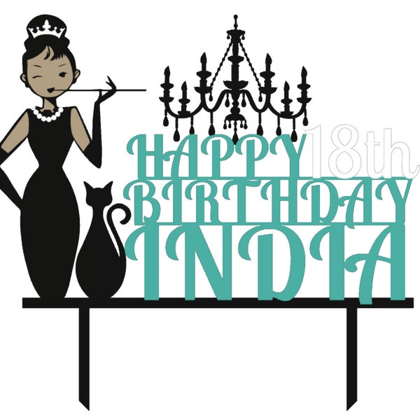 Breakfast at Tiffany's ANY COLOUR Personalised Custom PLASTIC Cake Topper