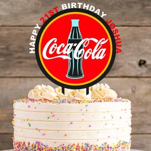 Adorno para tarta de plástico personalizado de Coca-Cola de cualquier color para amantes de la cola
