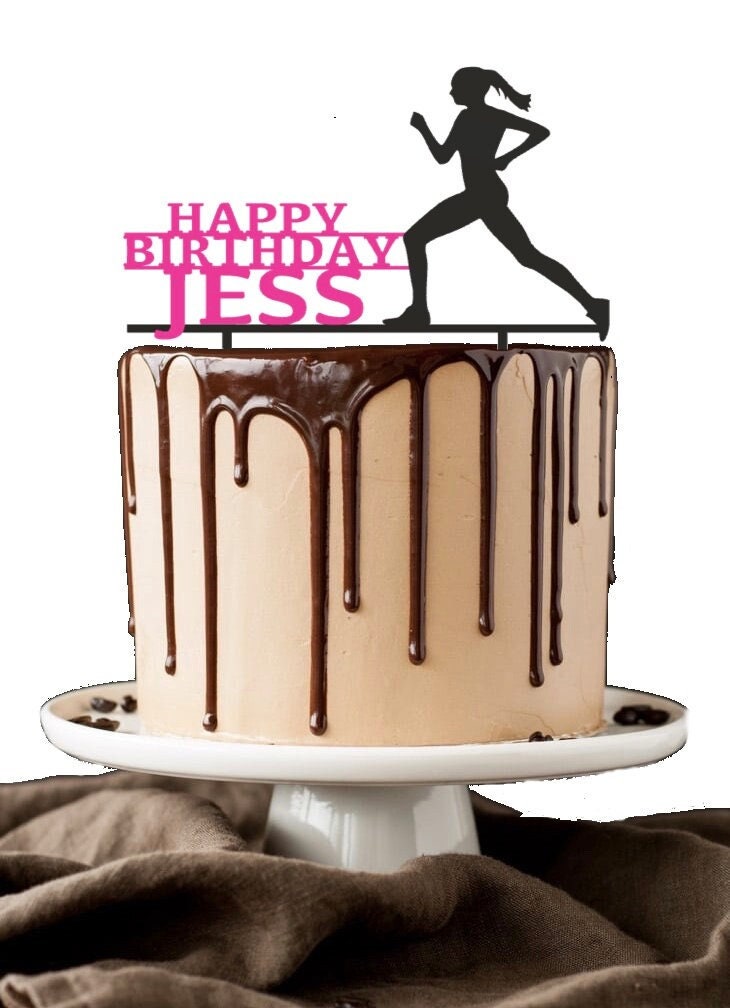 Marathon Runner 19cm Round Icing Cake Topper Decoration - Can Be