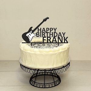 Music Guitar ANY COLOUR Personalised Custom PLASTIC Cake Topper