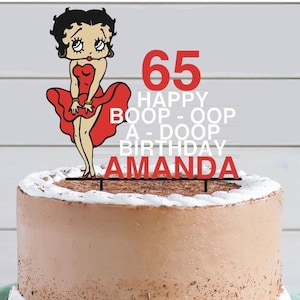 Betty Boop Themed ANY COLOUR Personalised Custom Plastic Cake Topper