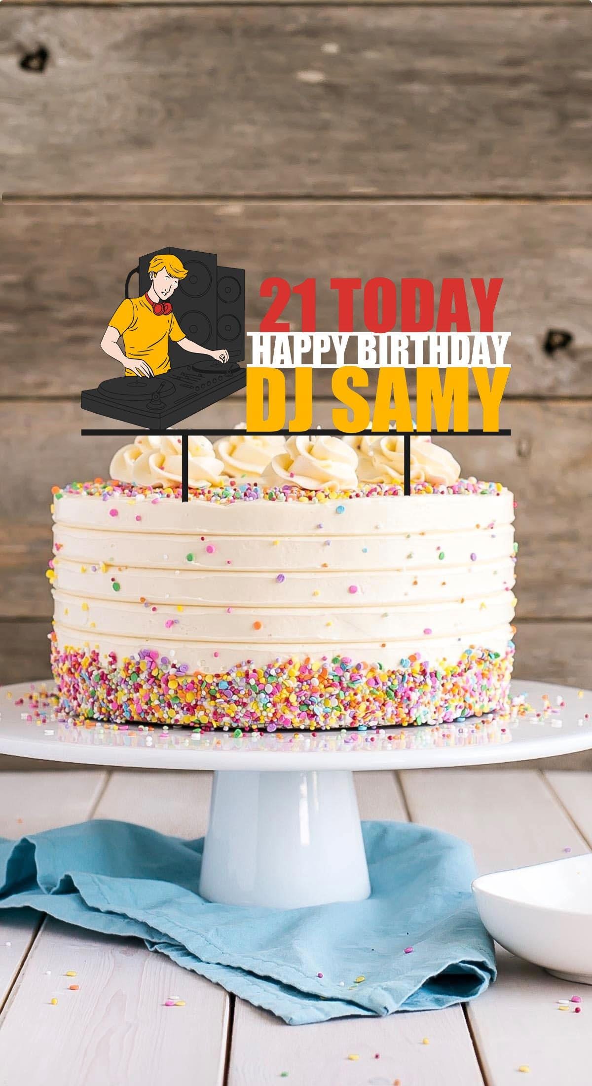 Adorno para tarta de plástico personalizado con temática de DJ en cualquier color para cualquier ocasión.