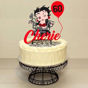 Décoration pour gâteau en plastique moto personnalisable Betty Boop - Personnalisation dans toutes les couleurs