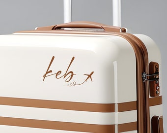 Personalized luggage monogram sticker with airplane, travel sticker or initial sticker for luggage, vinyl and waterproof, travel gift