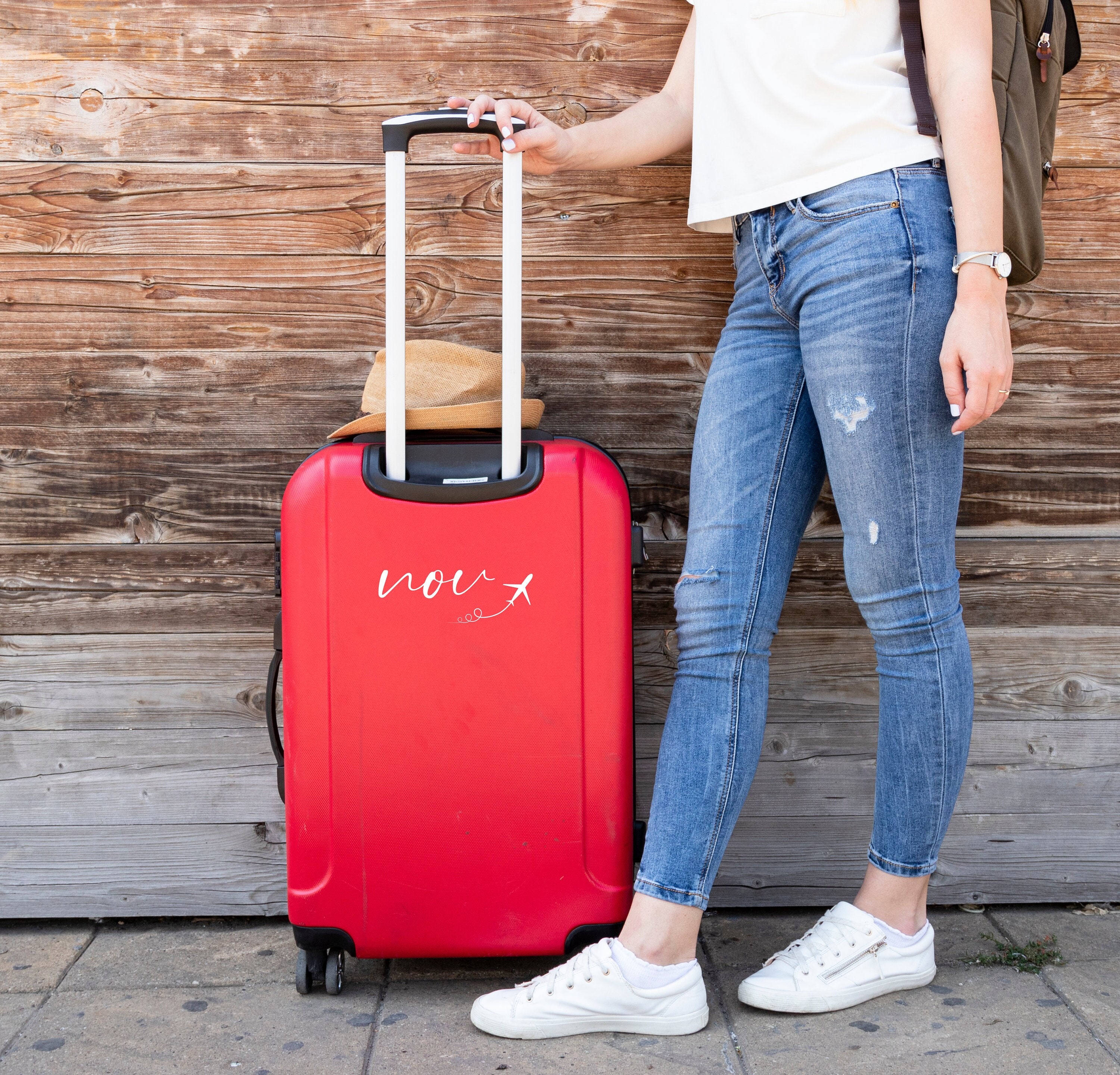 Personalized Luggage Monogram Sticker With Airplane, Travel Sticker or