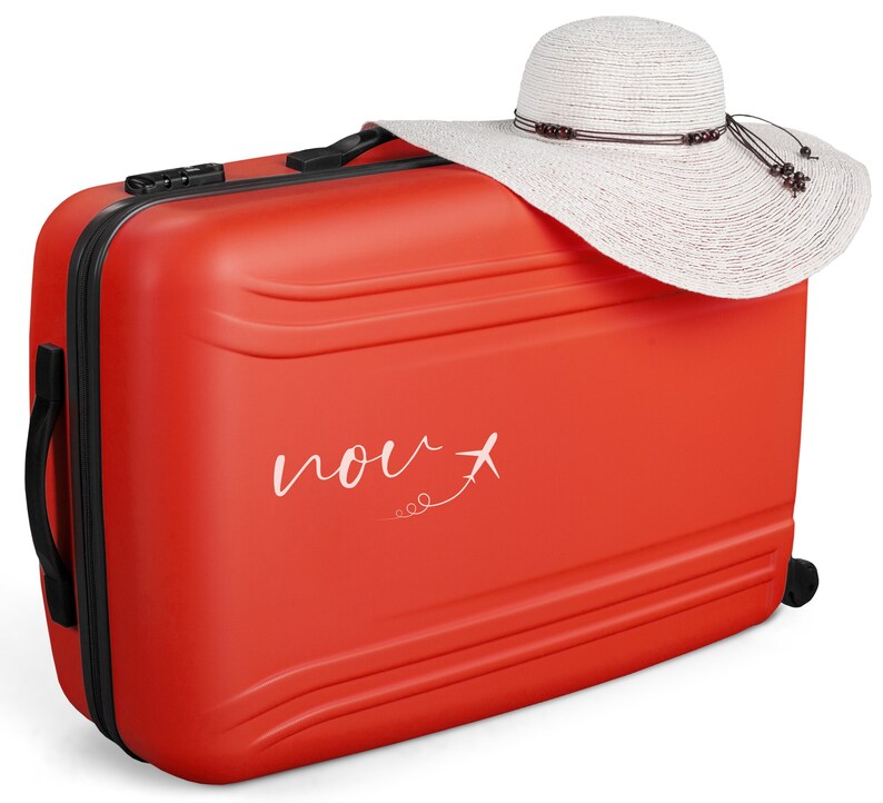 Personalized Luggage Monogram Sticker With Airplane, Travel Sticker or