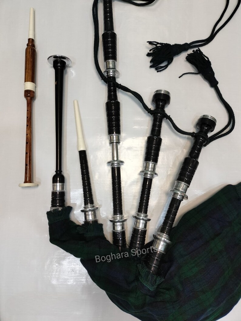Black Watch Premium Quality Bagpipes Full Set With Accessories Etsy
