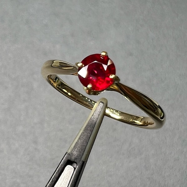 Beautiful red spinel Ring 925 Sterling Silver spinel Ring beautiful ring gift for her red spinel ring round cut red spinel ring.