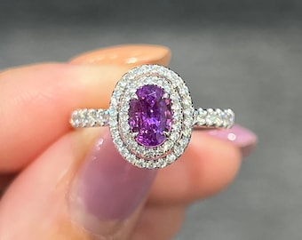 Gorgeous purple Sapphire Ring oval cut Sapphire stone Ring 925 Sterling Silver Engagement Ring gift for her.