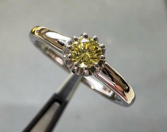 Schöne Gelb Saphir Ring rund geschnitten Saphir Ring 925 Sterling Silber Verlobungsring Ehering Jubiläumsring Geschenk für Sie.