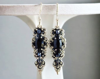 Black boho earrings, Filigree earrings chic gifts, Festive earrings best holiday gifts, Original earrings for sentimental gifts.