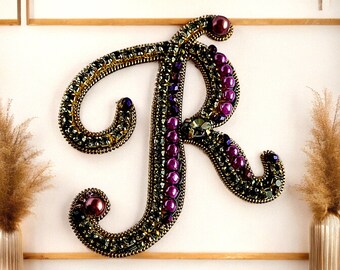 Letter R brooch, Personalized pins for best teacher gift, Cursive monogram brooch pin for educator gift, Monogram letters.