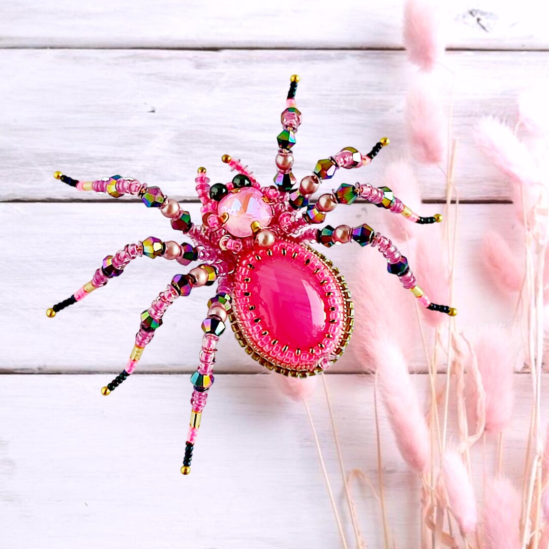 Pink Spider Chain Pink Large Spider Brooch Pin Valentine Spider Aesthetic Gift Romantic ...
