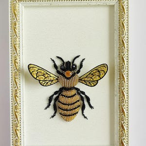 Artistic embroidered bee craft ideal for insect enthusiasts and collectors
