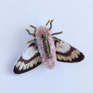 Embroidered moth pin nature lovers gift, Insect pin for nature lovers gift, Unique Christmas gift, Nature inspire gift for women. image 6