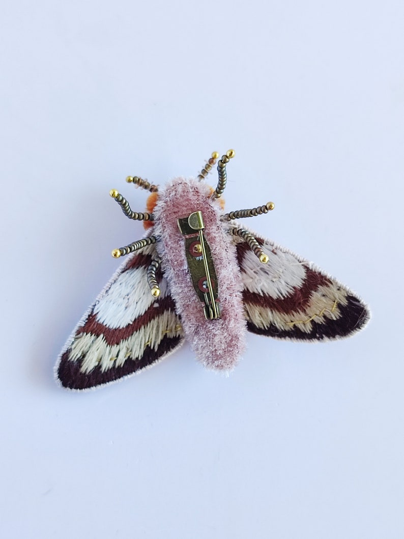 Embroidered moth pin nature lovers gift, Insect pin for nature lovers gift, Unique Christmas gift, Nature inspired gift for women. image 6