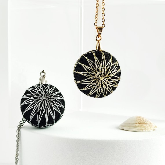 Temari Ball Necklace Japanese Style Charm Mandala Necklace