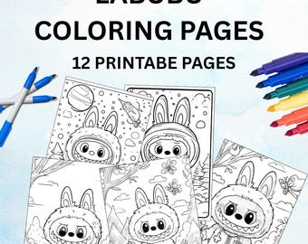 Dibujos para colorear de Labubu: 25 páginas imprimibles únicas, descarga digital, divertida actividad DIY para niños y adultos, descarga digital, libro para colorear