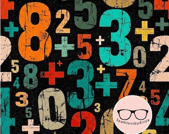 Retro Math Numbers Seamless Digital Paper for Fabric Print, Distressed Back to School Sublimation File, Grunge Teacher Wallpaper Gift