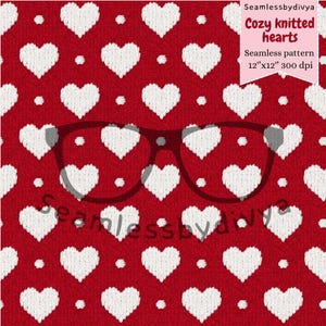 Cozy Knitted Heart Seamless Pattern | Winter Fabric Print (Digital Download)