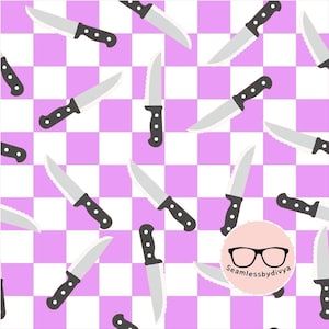 Patrón sin costuras de cuchillo de cocina PNG, papel digital de chef, fondo de terror, arte imprimible de cubiertos culinarios