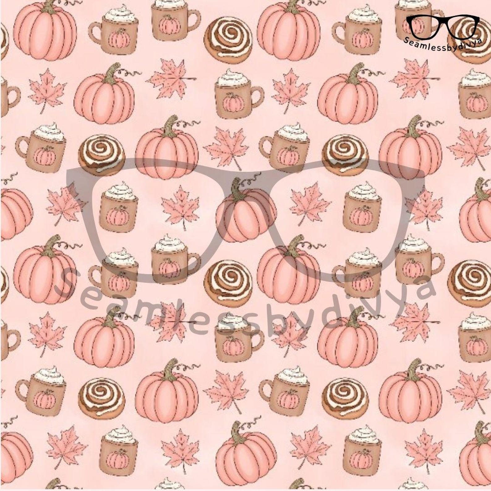 Fall Coffee Seamless Digital Paper for Fabric Print, Pumpkin Latte ...