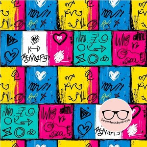 Graffiti Doodle Seamless Digital Paper, Abstract Grunge Street Art Sublimation File (Digital Download)
