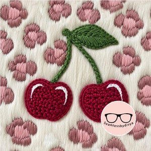 Cherry Embroidery Seamless Digital Paper for Fabric Print, 3D Coquette Pink Leopard Fur Texture Seamless Sublimation File Chenille Patch Art