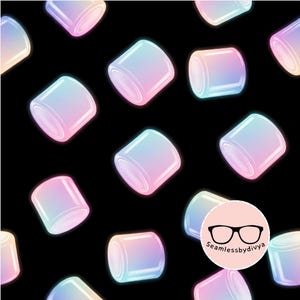 Holographic Marshmallow Seamless Pattern png , Iridescent 3D Cylinder Digital Paper, Neon Vaporwave Fabric, Y2K Glossy Background Print