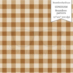 Brown Gingham Seamless Pattern, Rustic Autumn Check, Commercial Use (Digital Download)