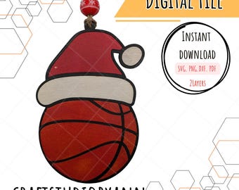Basketball Santa Hat Christmas Ornament Laser Cut File (Digital Download) Instant Download