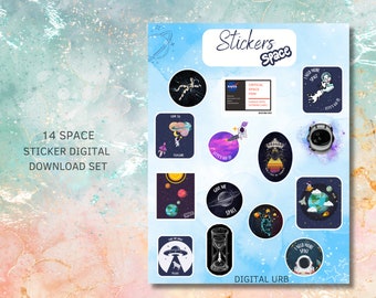 SpaceStickers | StickerSheets | StickerKinder | Galaxy Sticker | Sonnensystem Aufkleber | KidSticker | KidsWallStickers | Astronaut Sticker