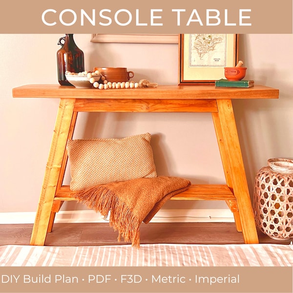 Digital PDF file, Build Plan, Console / Hallway Table Plan, Cad File, Fusion 360, PDF Printable Guide, DIY Woodworking Project