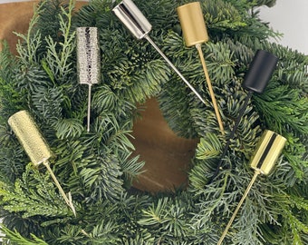 Adventsgesteck Länglich 4 Stück Weihnachten Adventskranz Kerzenhalter 7,5 Cm/ 2,95 Zoll Kranz Metall Kerzenständer Adventskranz Kerzenstecker Für DIY Kranz Advent Weihnachten Tisch Dekoration (Gold Deko Für Adventskranz