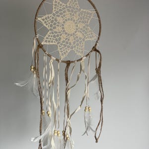 Acchiappasogni 23 cm beige marrone vintage naturale decorazione marittima boho fai da te artigianale mare