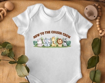 New to the Cousin Crew Baby Bodysuit, New to the Crew Toddler Shirt, Toddler Baby Sleepsuit, Newborn Baby Outfit, Safari Baby Shower Gift