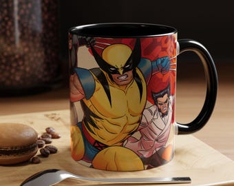 Taza de café con superhéroe de cómic: arte icónico, regalo perfecto para fanáticos, ideal para cumpleaños: Wolverine X-Men