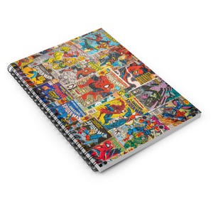 Vintage Comic Book Spiral Notebook Ruled Line, Spiderman Journal, Superhero Notepad, Gift for Comics Fans, Writing Pad, School Supplies