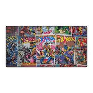 May include: A collage of comic book covers featuring the X-Men. The covers are colorful and feature various characters from the X-Men universe, including Wolverine, Cyclops, Storm, and Professor X. The covers are in a variety of styles, from classic to modern.