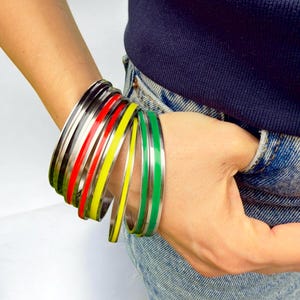 Rasta Bracelet: Stainless Steel Rastafarian Jewelry, Reggae Colors