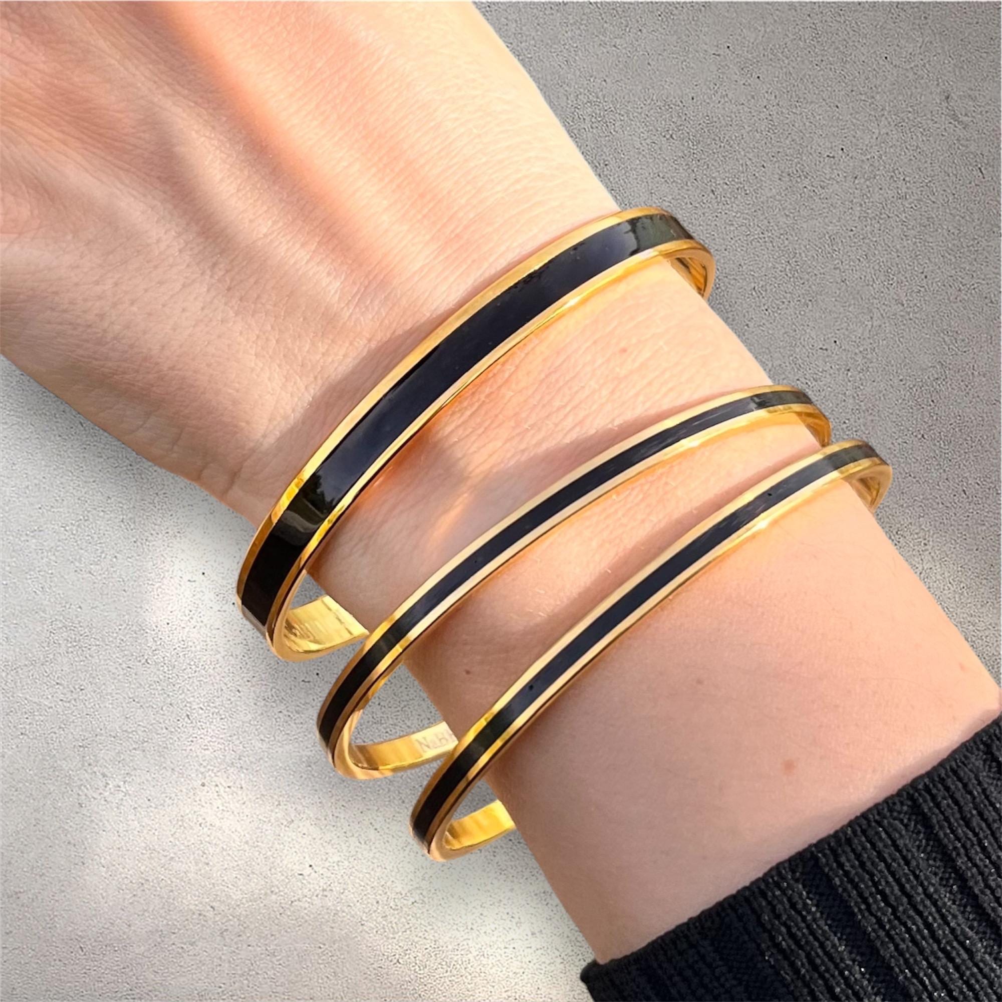 14k Yellow Gold Bujukan Bangle Bracelet. SKU: BG5136E86Y4JJJ  Yellow and Black Bangle main image 1
