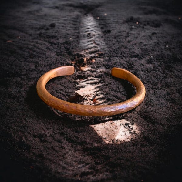 Hammered Pure Copper Bracelet, Thick Masculine Nordic Jewelry Gift for Men