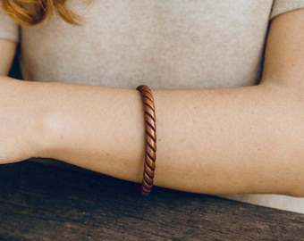 Twisted 100% Pure Copper Handmade Cuff Bracelet, Adjustable Unisex Gift