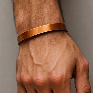 Massief koperen armband, handgemaakte puur koperen armband, mannelijk sieradencadeau, uniseks koperen armband, verstelbare helende geschenken