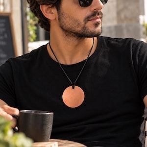 Grote 2,5-inch puur koperen talisman-hangerketting, gegraveerde aanpasbare herensieraden